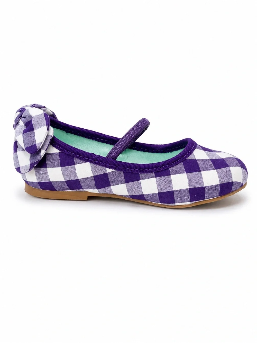 Janie and Jack Purple and White Gingham Mary Jane Flats